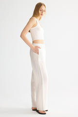 Oversized Linen Wide-Leg Drawstring Pants Orolay #color_white