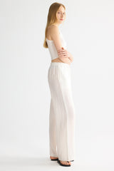 Oversized Linen Wide-Leg Drawstring Pants Orolay #color_white