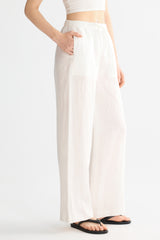 Oversized Linen Wide-Leg Drawstring Pants Orolay #color_white