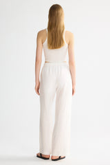 Oversized Linen Wide-Leg Drawstring Pants Orolay #color_white