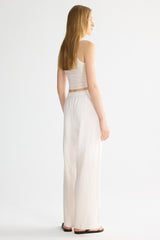 Oversized Linen Wide-Leg Drawstring Pants Orolay #color_white