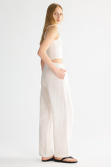 Oversized Linen Wide-Leg Drawstring Pants Orolay #color_white