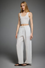 Oversized Linen Wide-Leg Drawstring Pants Orolay #color_white