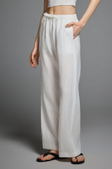 Oversized Linen Wide-Leg Drawstring Pants Orolay #color_white