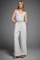Oversized Linen Wide-Leg Drawstring Pants Orolay #color_white