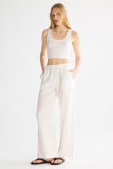 Oversized Linen Wide-Leg Drawstring Pants Orolay #color_white