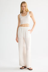 Oversized Linen Wide-Leg Drawstring Pants Orolay #color_white