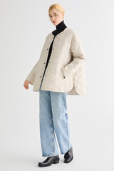 Oversized Quilted Drop-Shoulder Jacket Orolay #color_beige