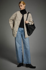 Oversized Quilted Drop-Shoulder Jacket Orolay #color_beige