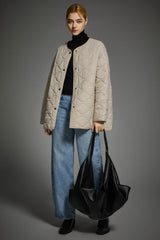 Oversized Quilted Drop-Shoulder Jacket Orolay #color_beige