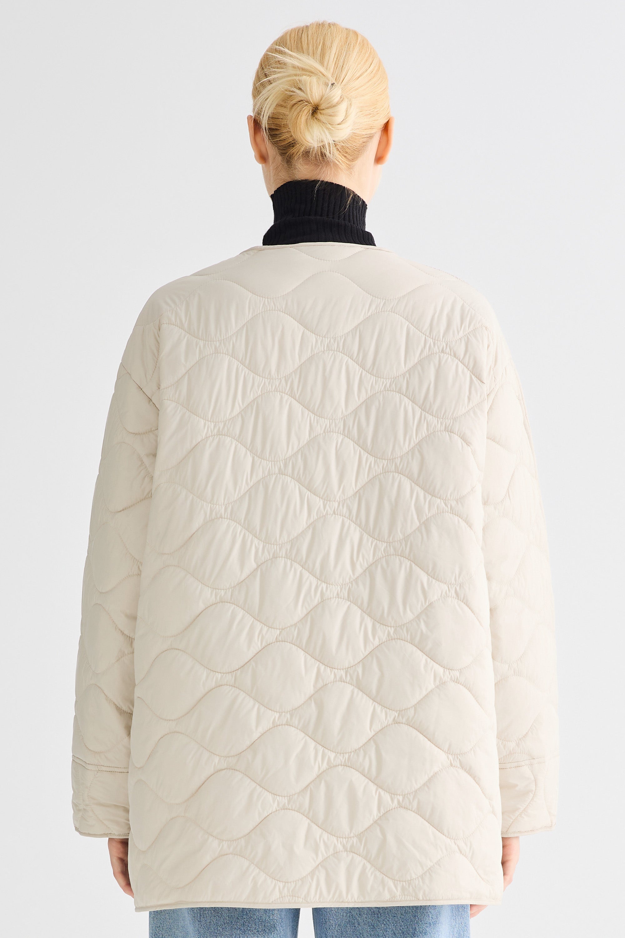 Oversized Quilted Drop-Shoulder Jacket Orolay #color_beige