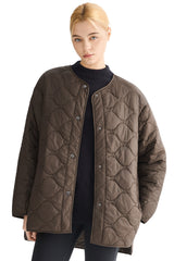 Oversized Quilted Drop-Shoulder Jacket Orolay #color_coffee