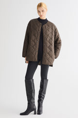 Oversized Quilted Drop-Shoulder Jacket Orolay #color_coffee