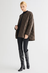 Oversized Quilted Drop-Shoulder Jacket Orolay #color_coffee