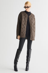 Oversized Quilted Drop-Shoulder Jacket Orolay #color_coffee