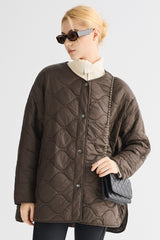 Oversized Quilted Drop-Shoulder Jacket Orolay #color_coffee