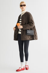 Oversized Quilted Drop-Shoulder Jacket Orolay #color_coffee