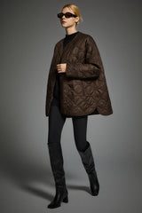 Oversized Quilted Drop-Shoulder Jacket Orolay #color_coffee
