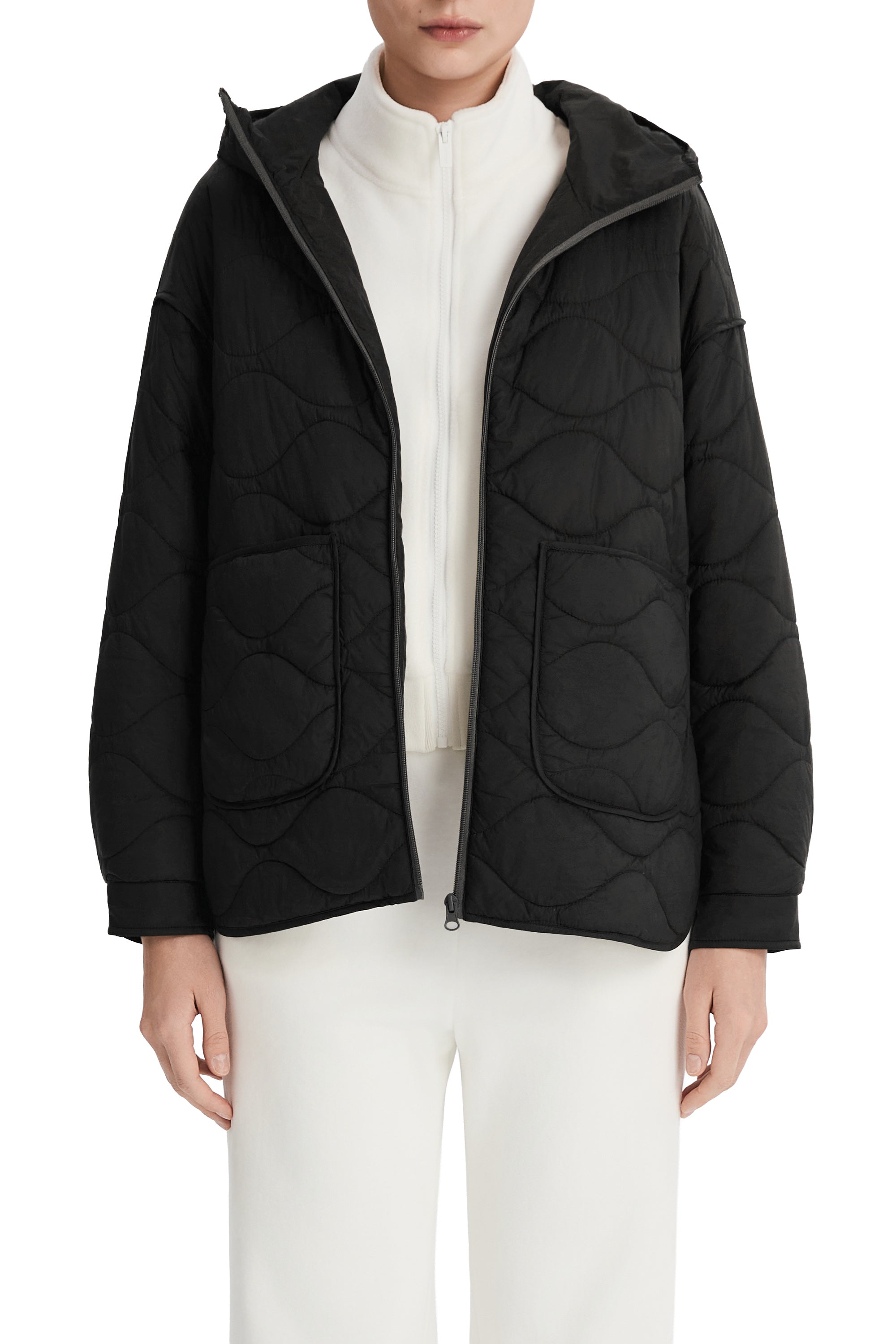 Oversized Quilted Hooded Drop-Shoulder Jacket OROLAY #color_black