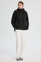Oversized Quilted Hooded Drop-Shoulder Jacket OROLAY #color_black