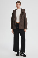 Oversized Quilted Hooded Drop-Shoulder Jacket OROLAY #color_coffee