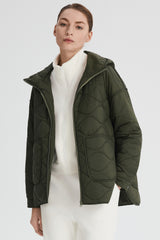 Oversized Quilted Hooded Drop-Shoulder Jacket OROLAY #color_olive