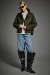 Oversized Quilted Raglan Sleeve Lightweight Jacket #color_green