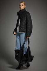 Oversized Quilted Raglan Sleeve Lightweight Jacket #color_black