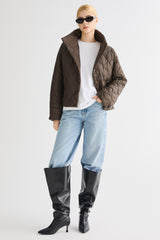 Oversized Quilted Raglan Sleeve Lightweight Jacket #color_coffee