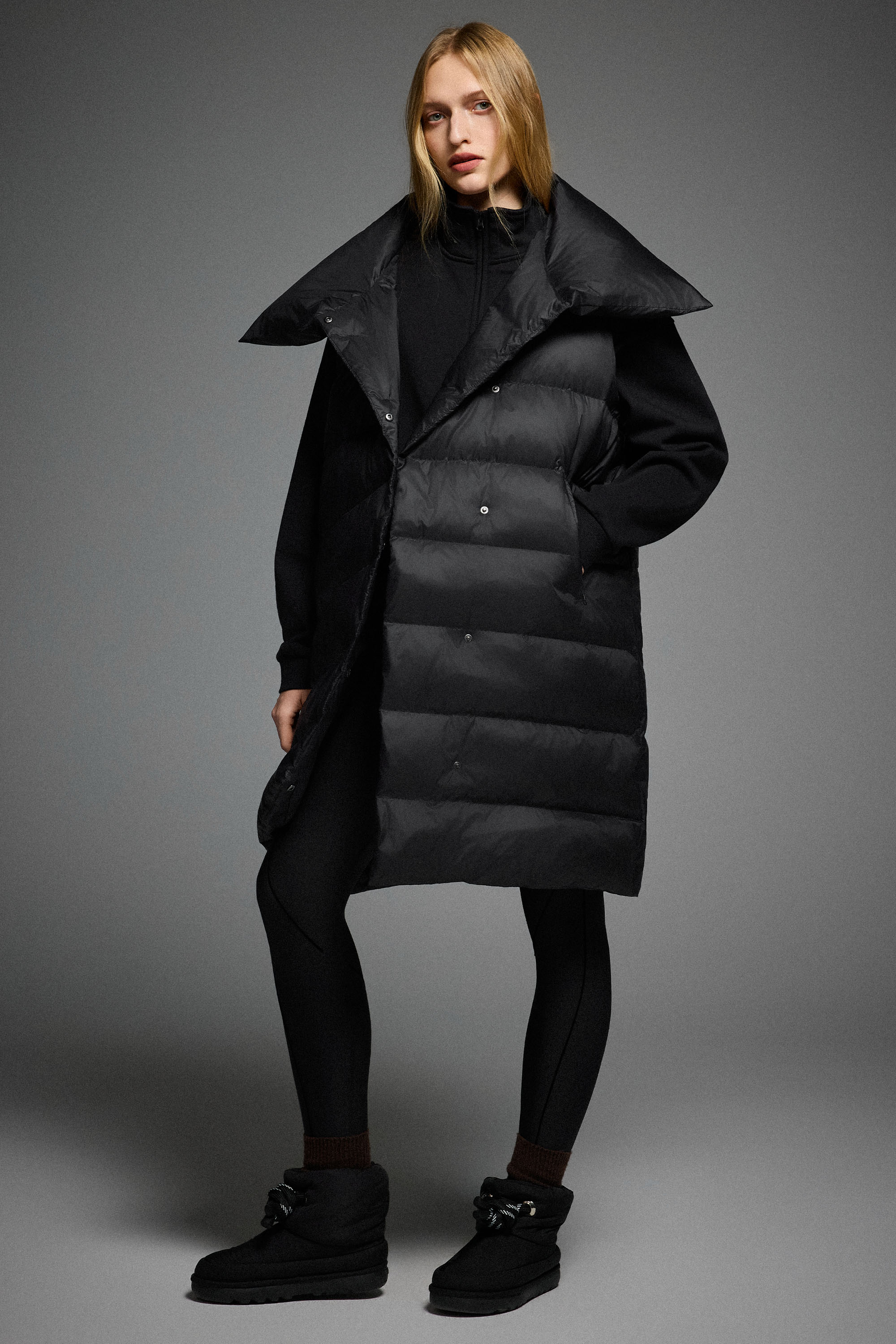 Orolay-Oversized Collar Puffer Down Vest-#color_Black