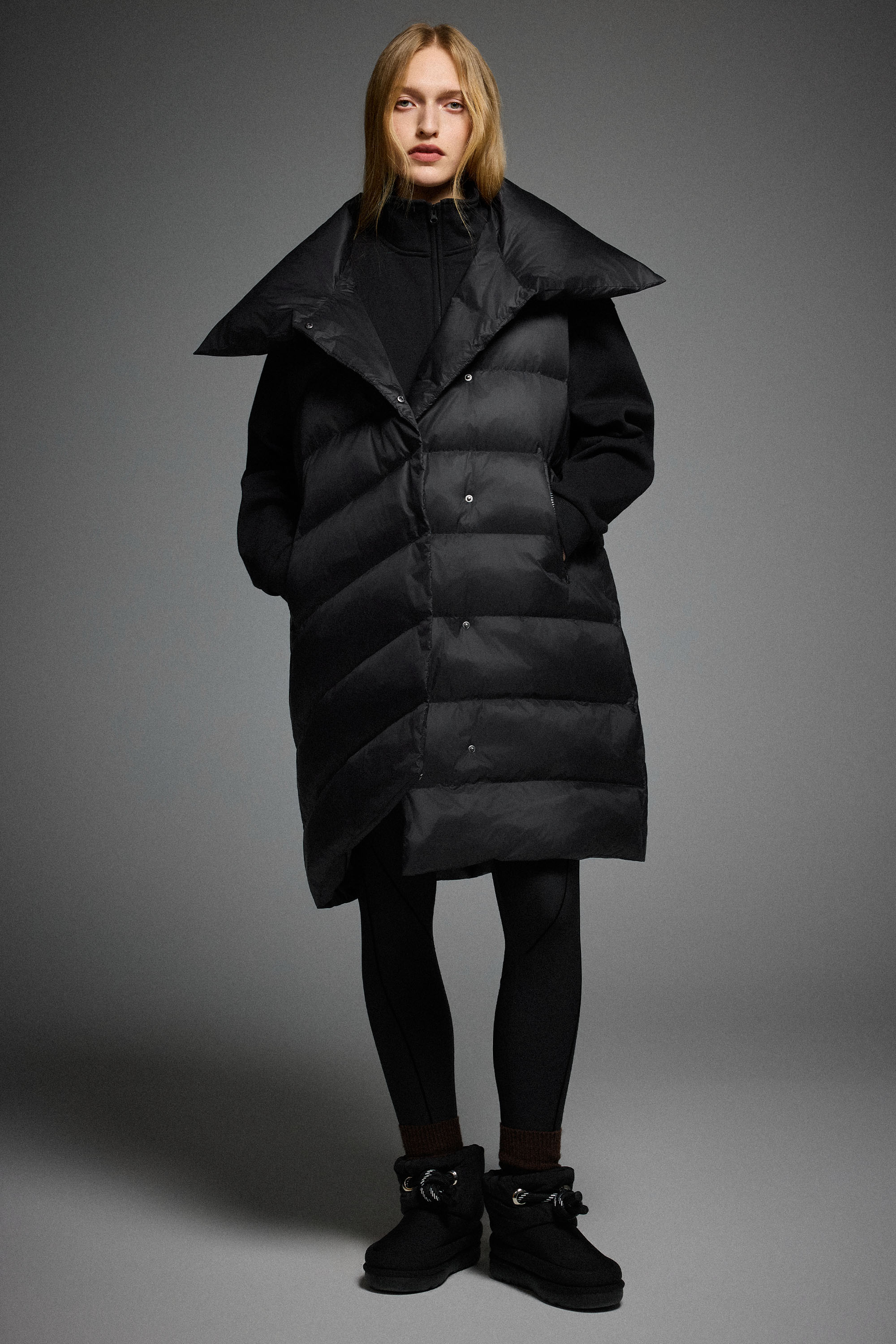 Orolay-Oversized Collar Puffer Down Vest-#color_Black