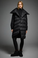Orolay-Oversized Collar Puffer Down Vest-#color_Black