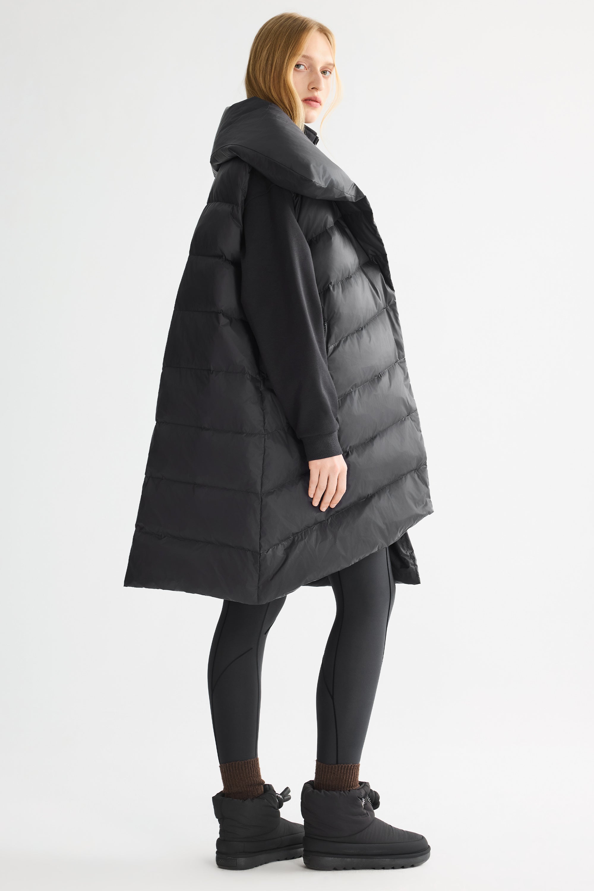 Orolay-Oversized Collar Puffer Down Vest-#color_Black