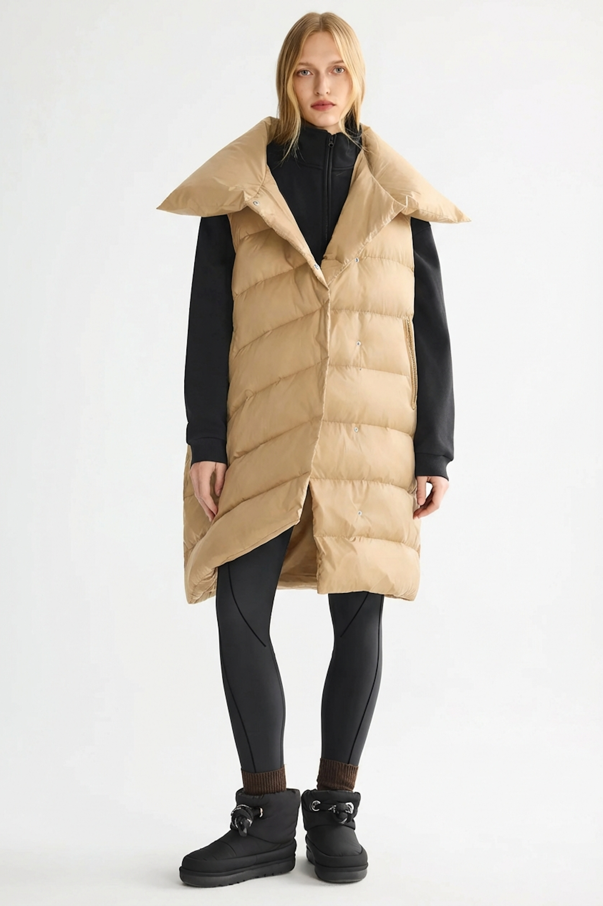 Orolay-Oversized Collar Puffer Down Vest-#color_Summer Melon
