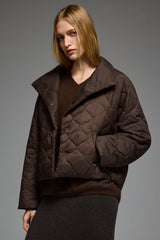 Oversized Quilted Raglan Sleeve Lightweight Jacket #color_coffee