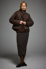 Oversized Quilted Raglan Sleeve Lightweight Jacket #color_coffee