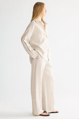 Oversized Linen Wide-Leg Drawstring Pants Orolay #color_Natural Ecru