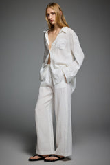 Oversized Linen Wide-Leg Drawstring Pants Orolay #color_white