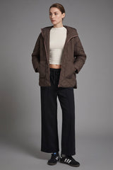 Oversized Quilted Hooded Drop-Shoulder Jacket OROLAY #color_coffee