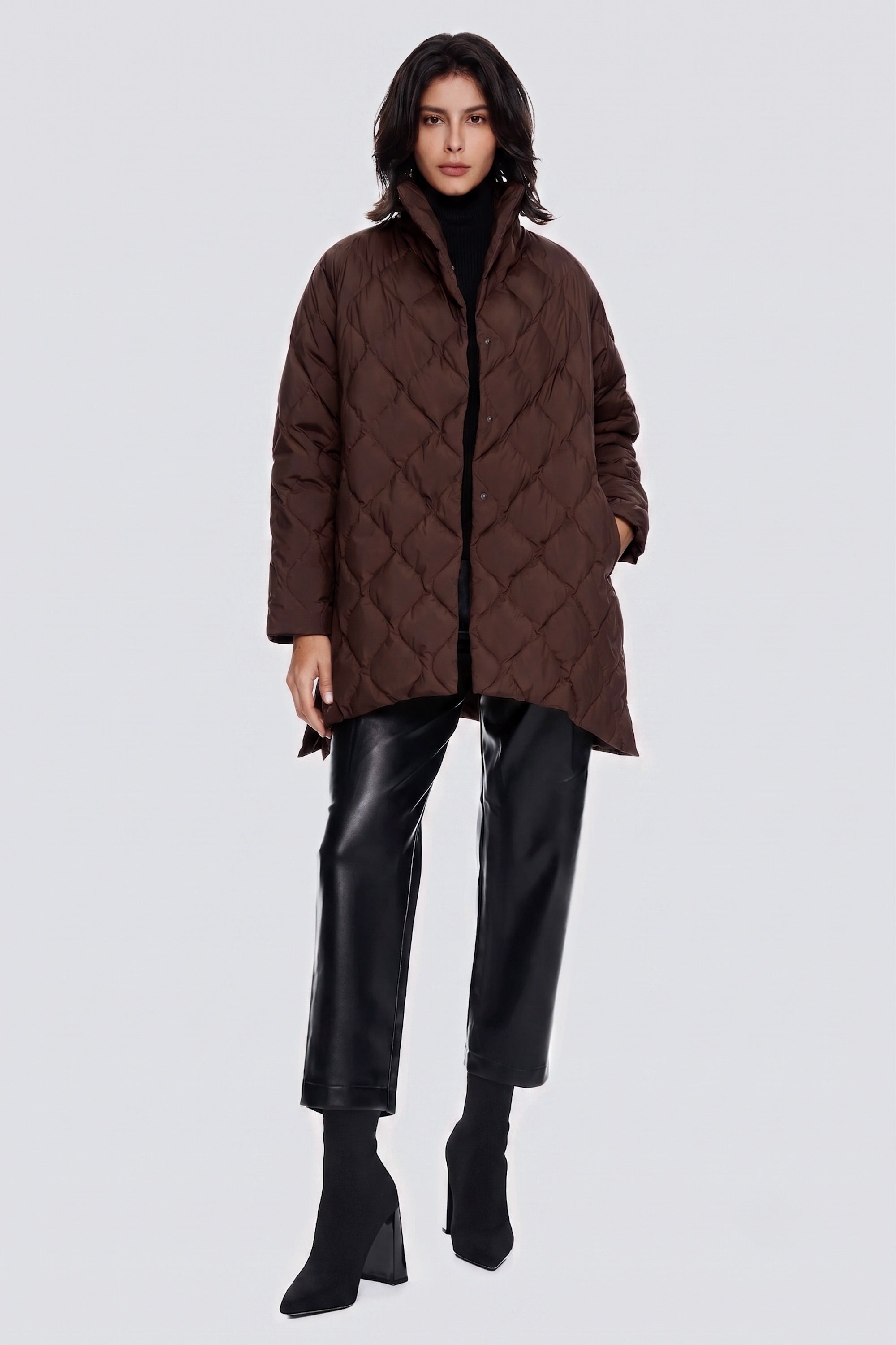 Orolay-Lightweight Long-Sleeve Puffer Jacket-#color_dark brown