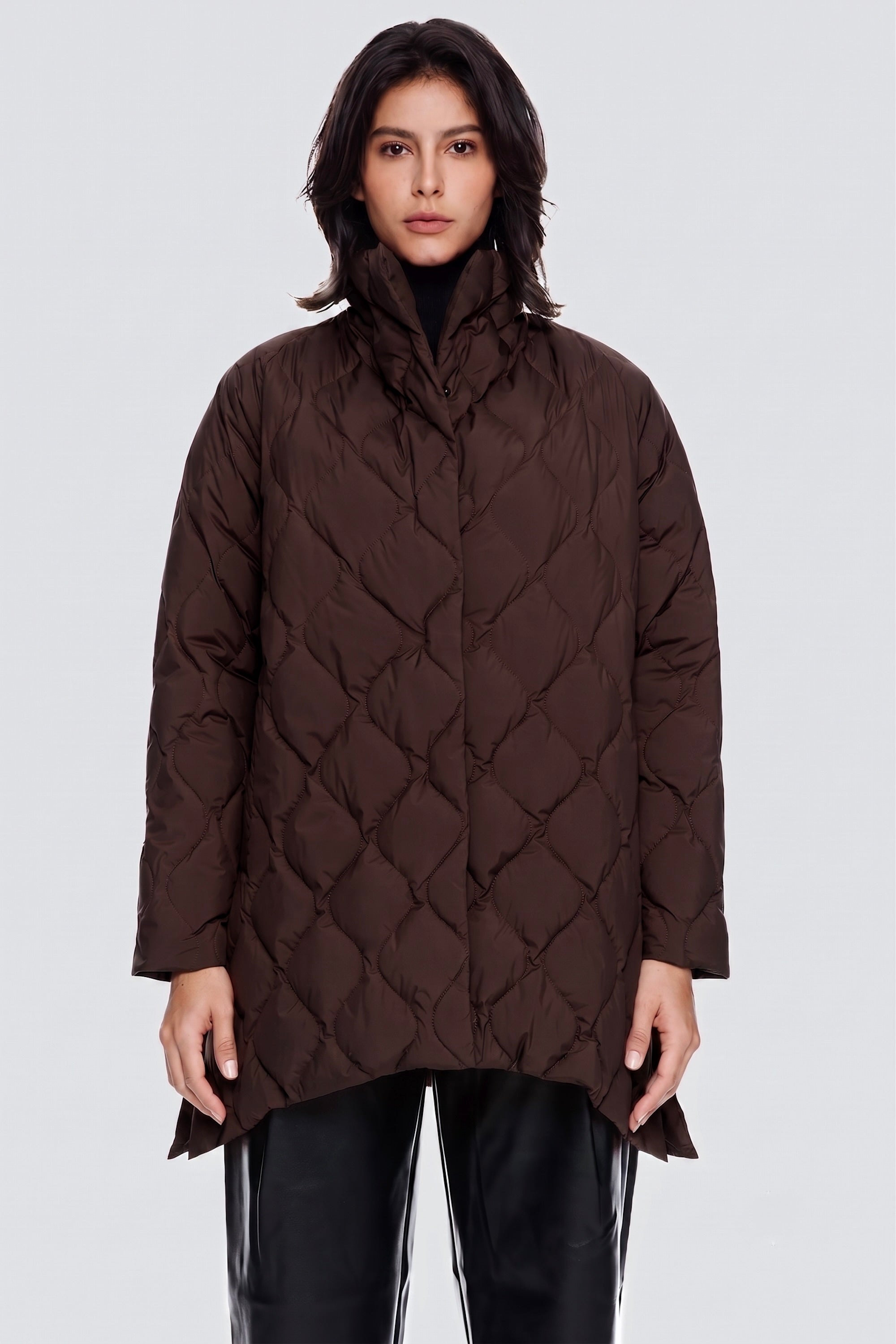 Orolay-Lightweight Long-Sleeve Puffer Jacket-#color_dark brown