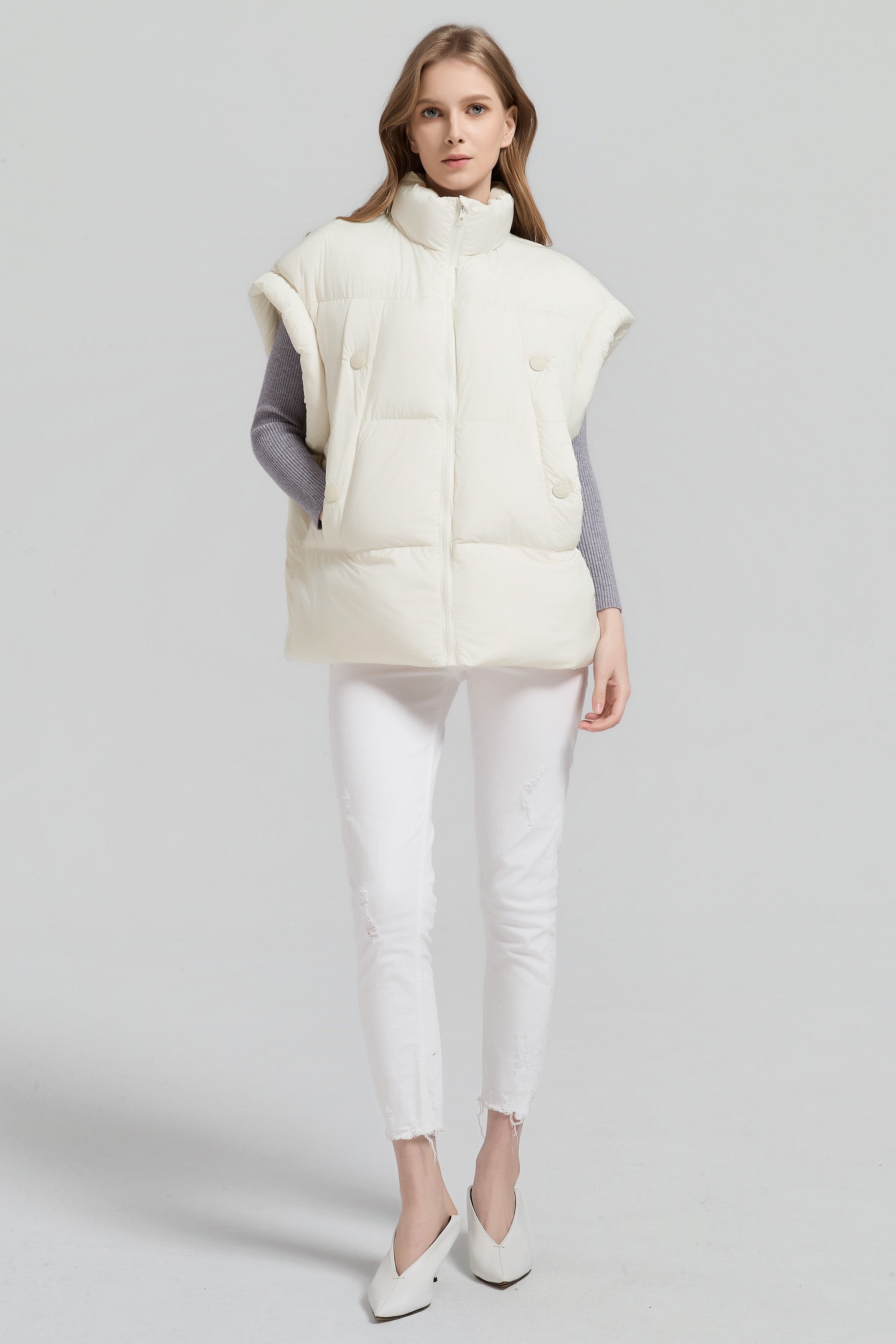 Orolay-Sleeveless Classic Puffer Vest-#color_beige
