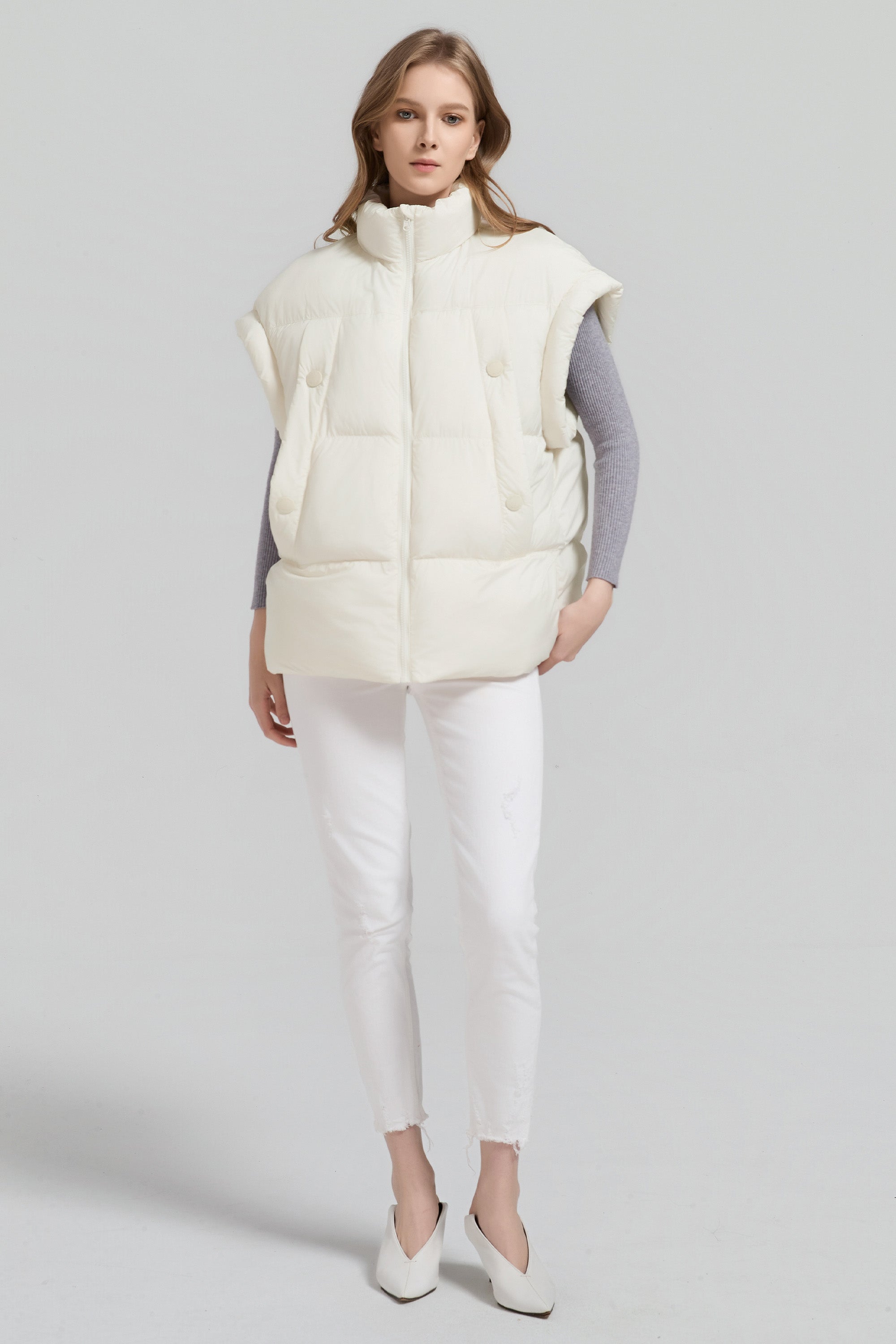 Orolay-Sleeveless Classic Puffer Vest-#color_beige