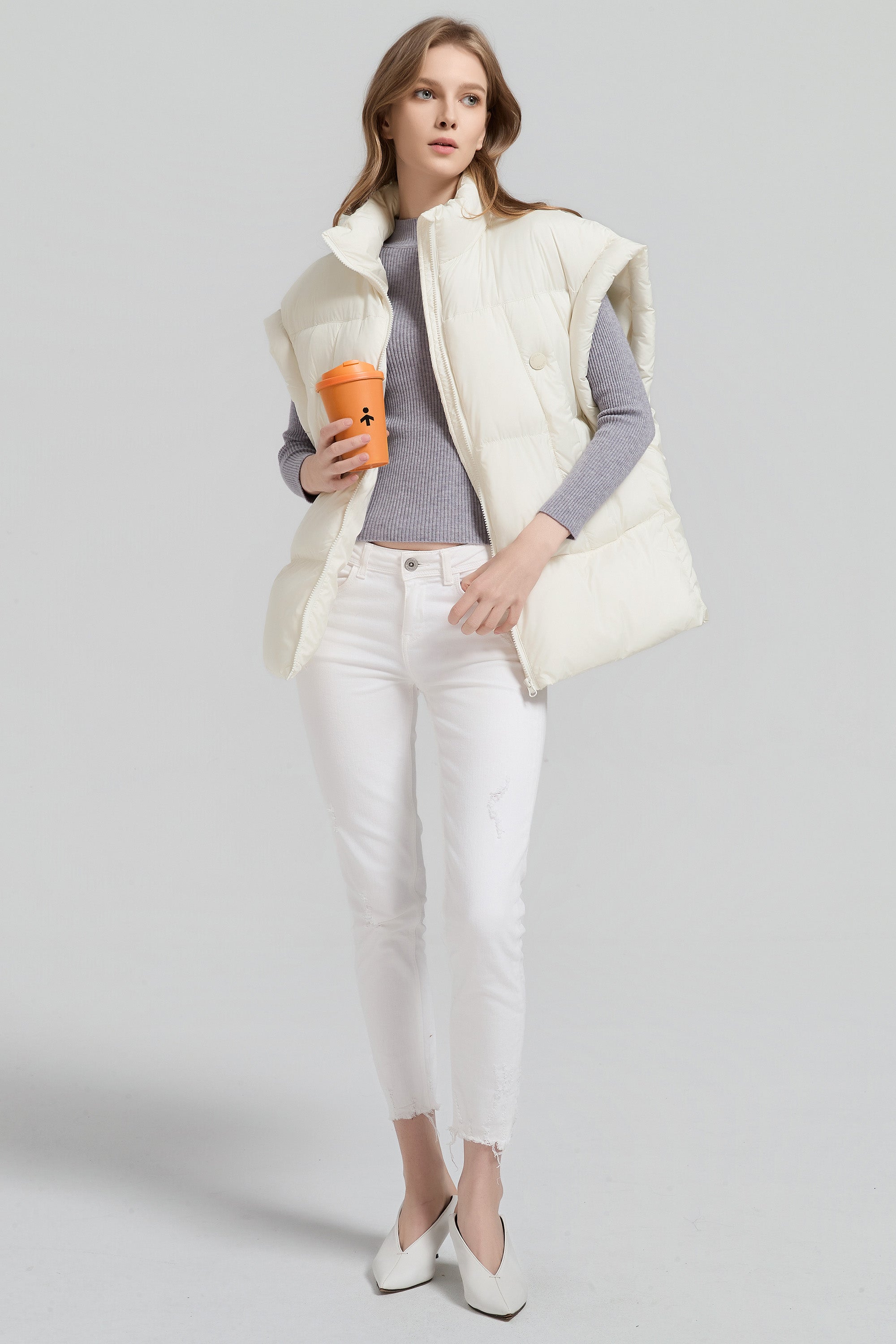 Orolay-Sleeveless Classic Puffer Vest-#color_beige
