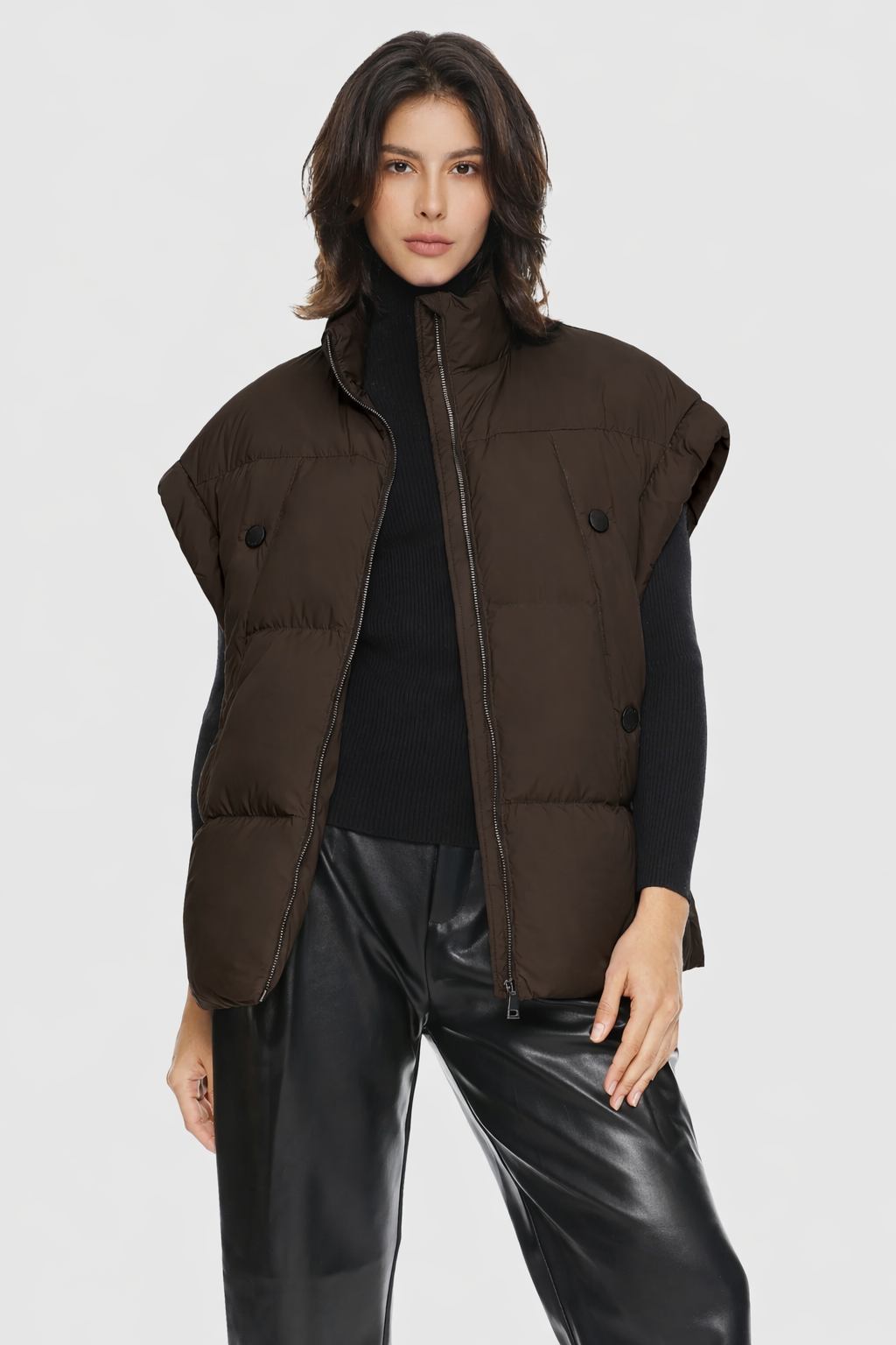 Orolay-Sleeveless Classic Puffer Vest-#color_coffee