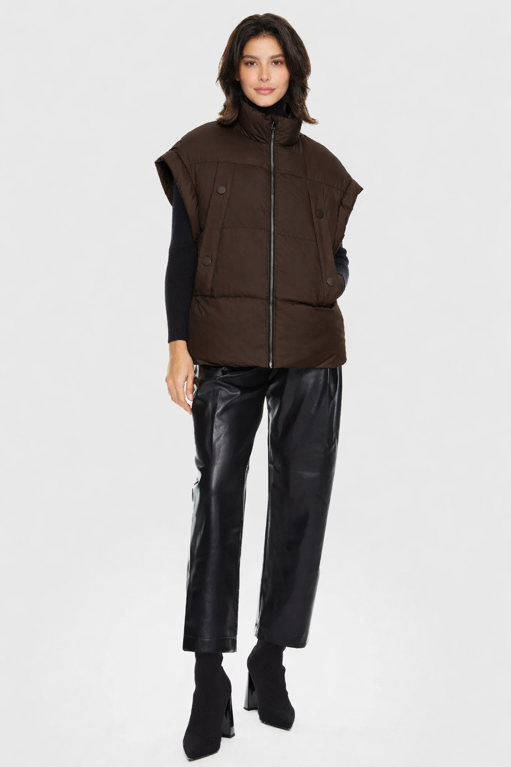 Orolay-Sleeveless Classic Puffer Vest-#color_coffee