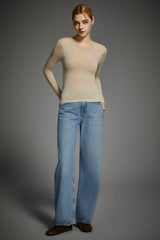 Padded Knit T-shirt OROLAY #color_beige