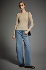 Padded Knit T-shirt OROLAY #color_beige