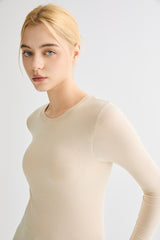 Padded Knit T-shirt OROLAY #color_beige