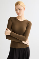Padded Knit T-shirt OROLAY #color_brown